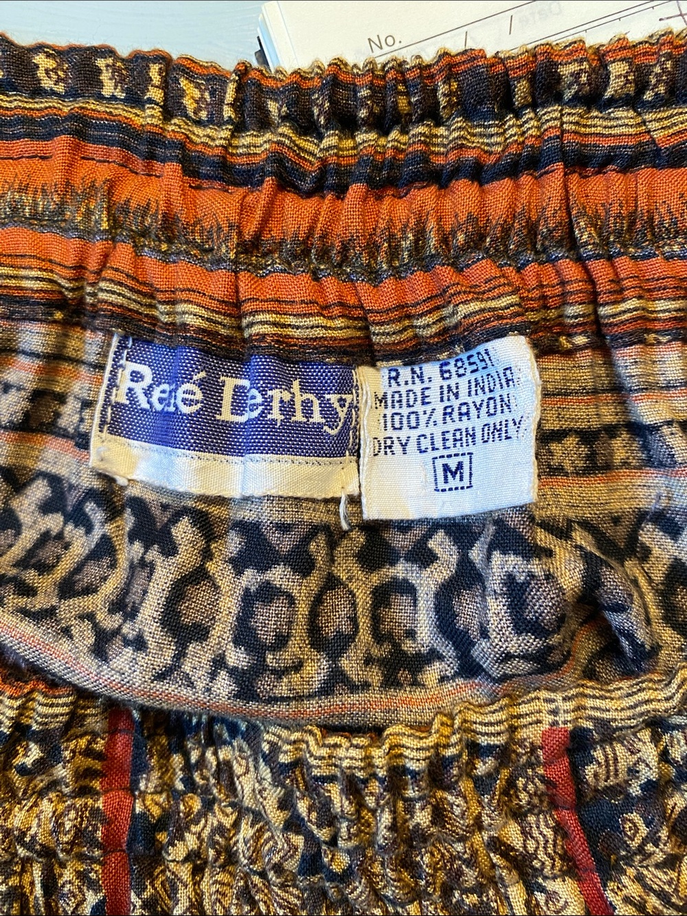 Vintage Rene Derhy Indian Tribal Print Tiered Rayon Maxi Skirt - Picture 5 of 6